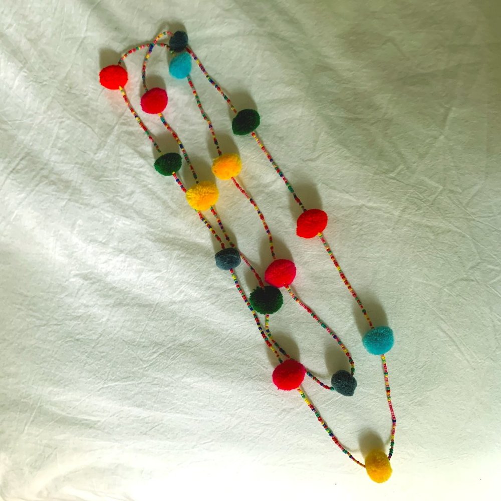 Rainbow Pom Pom Necklace